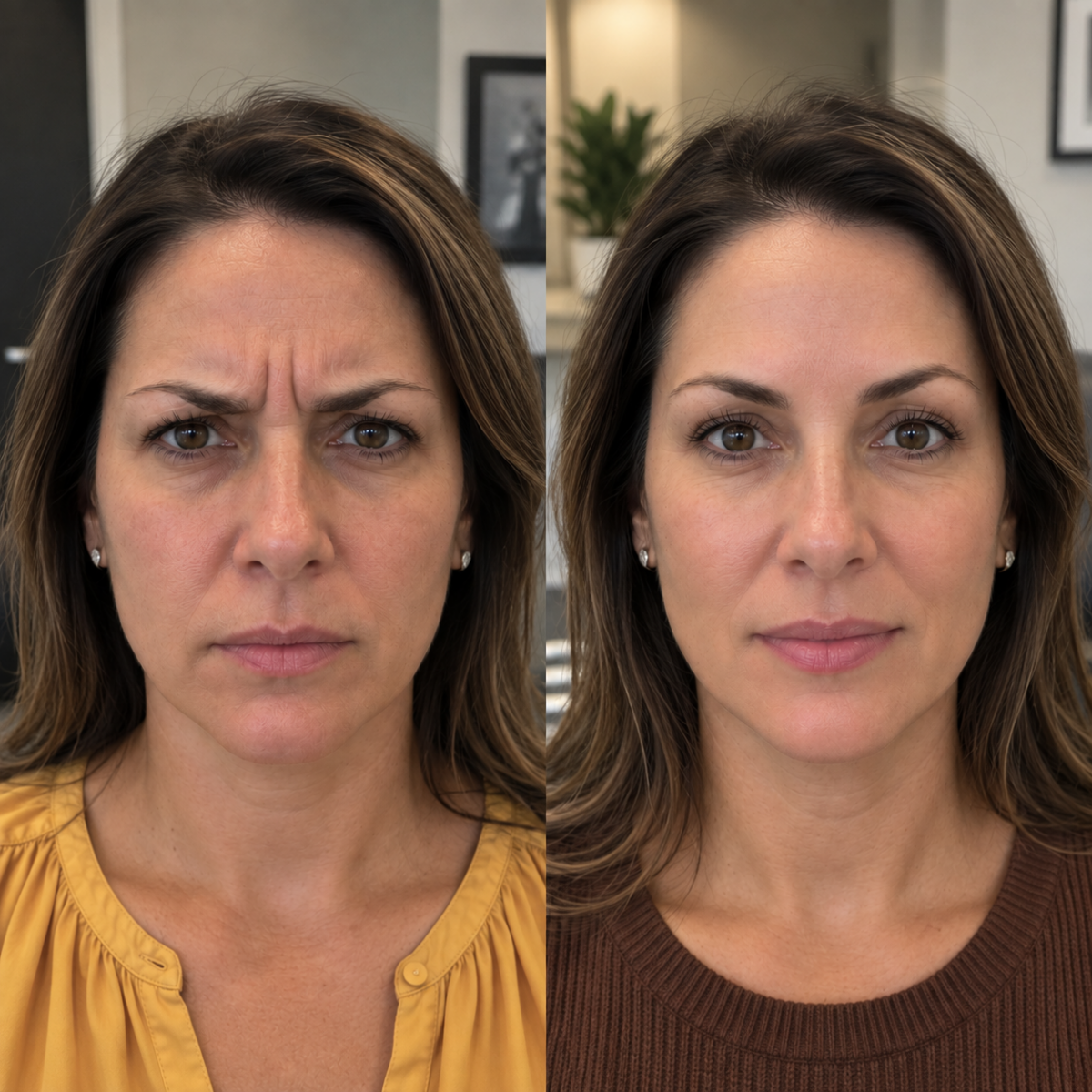 Botox Brow Lift Grapevine TX before and after showing a subtle lifted brow appearance